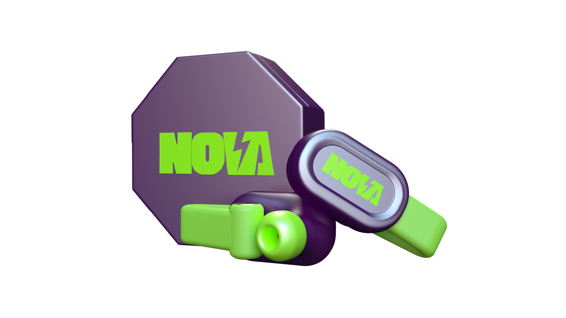 NOVA Earbuds V1 Purple & Green